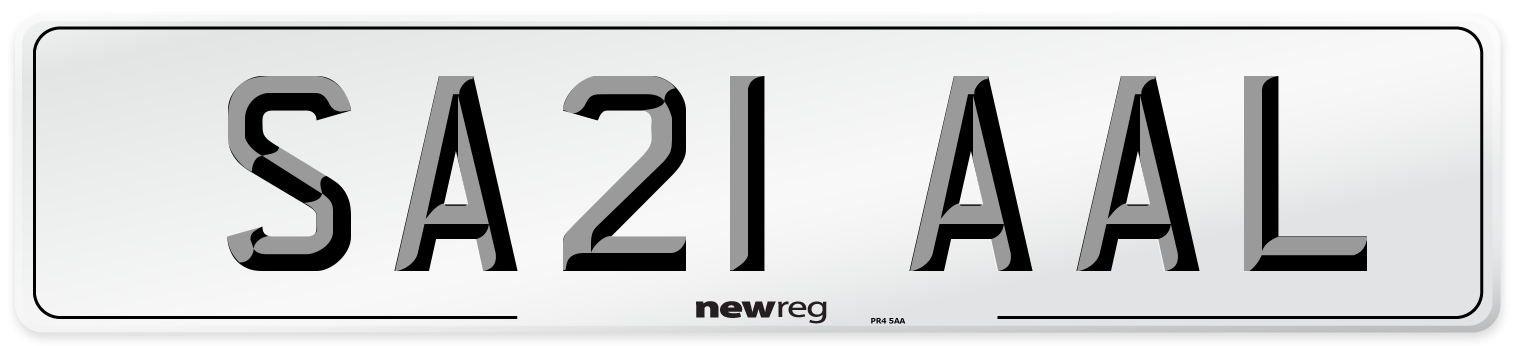 SA21 AAL Number Plate from New Reg